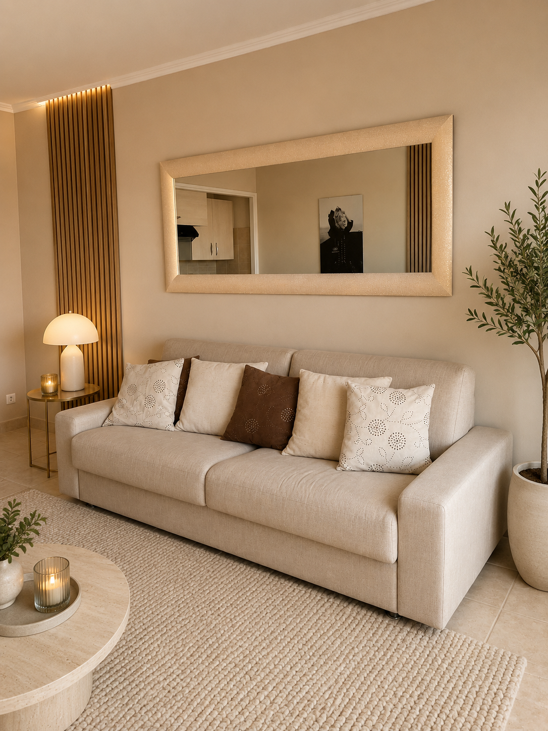 Salon lumineux de l’appartement Relax in Cannes avec vue sur Cannes